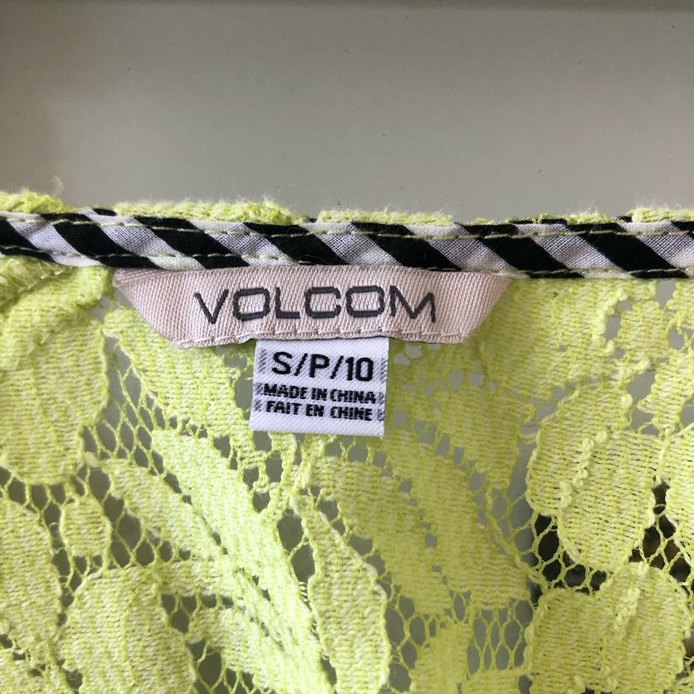 Volcom Chartreuse Lace Tank Top - Picture 3 of 3